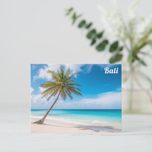 Bali Indonesia Tropical Beach Palm Tree Travel Postkarte (Stehend Vorderseite)