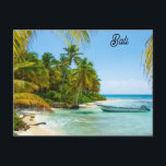 Bali Indonesia Tropical Beach Travel Foto Postkarte<br><div class="desc">Jeder würde Liebe haben,  diese Ansichtskarte mit einem wunderschönen Foto eines tropischen Strandes in Bali,  Indonesien zu erhalten,  mit Palmen und Bootsmotiven!</div>