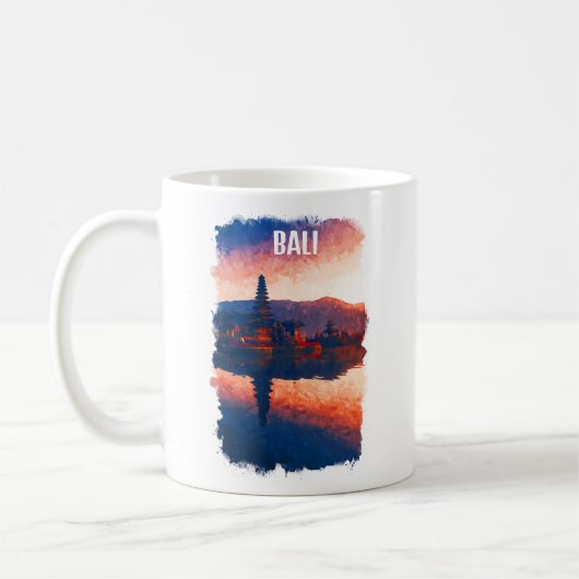Bali Indonesia Ulun Danu Beratan Watercolor Kaffeetasse (Links)