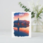 Bali Indonesia Ulun Danu Beratan Watercolor Postkarte (Stehend Vorderseite)