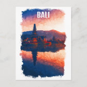 Bali Indonesia Ulun Danu Beratan Watercolor Postkarte (Vorderseite)