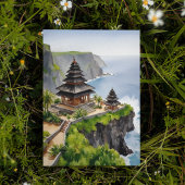 Bali Indonesia Uluwatu Temple Watercolor Postcard Einladung