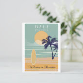 Bali Indonesia Vintag Beach Travel Postkarte (Stehend Vorderseite)