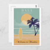 Bali Indonesia Vintag Beach Travel Postkarte (Vorne/Hinten)
