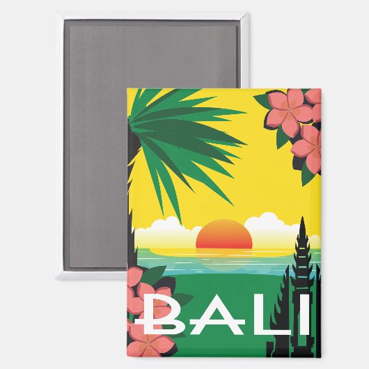 Bali Indonesia Vintage Stil Sonnenuntergang Magnet (Vorderseite/Rückseite)