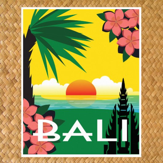 Bali Indonesia Vintage Style Poster