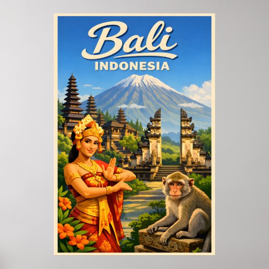 Bali Indonesia - Vintage Travel Poster (Vorne)