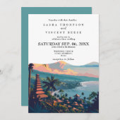 Bali Indonesia Wedding Einladung Retro (Vorne/Hinten)