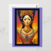 Bali Indonesia Woman Colorful Travel Postkarte (Vorne/Hinten)
