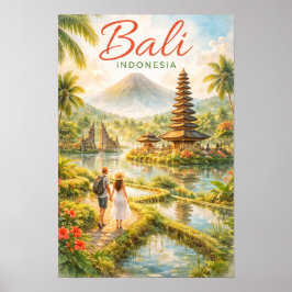 Bali Indonesien Aquarell Reise Tropisch Poster