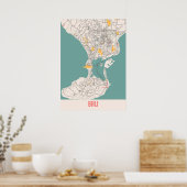 Bali - Indonesien Chalk City Map Poster (Küche)