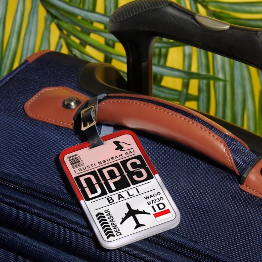 Bali Indonesien DPS Flughafen-Code Gepäckanhänger (Vorderseite Insitu 1)