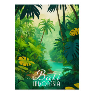 Bali Indonesien Dschungel Reiseplakat Poster