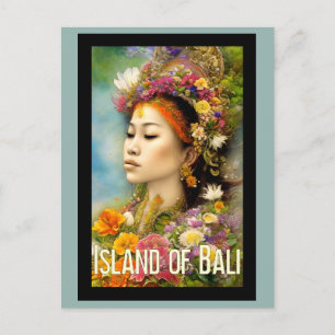 Bali Indonesien Frau Floral Reise Postkarte