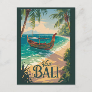 Bali Indonesien Illustration Reise Kunst Vintage Postkarte
