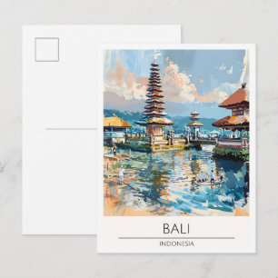 Bali Indonesien Kunst Illustration Reise Postkarte