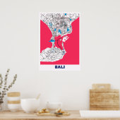 Bali - Indonesien MilkTea Stadt Karte Poster (Küche)