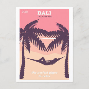 Bali Indonesien Pink Vintage Reiseposter Postkarte