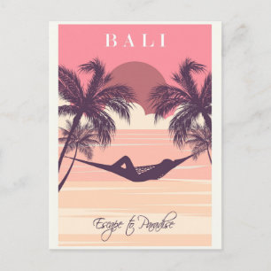 Bali Indonesien Pink Vintage Strand Reise Postkarte