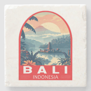 Bali Indonesien Reise Kunst Vintage Steinuntersetzer
