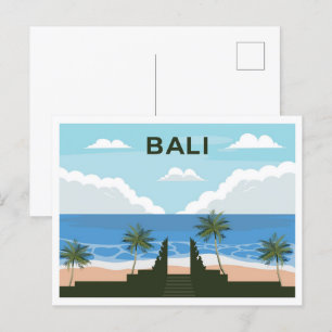 Bali Indonesien Reiseort Illustration Postkarte