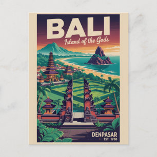 Bali Indonesien Retro-Reiseposter-Kunst Feiertagspostkarte