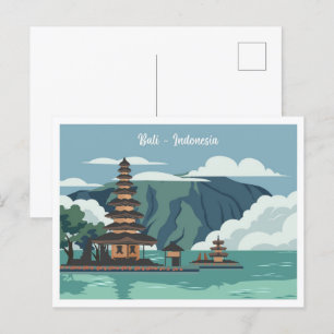 Bali Indonesien schöne Reiseort-Illustration Postkarte