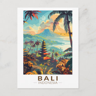 Bali Indonesien Tempel Reise Kunst Vintage Postkarte