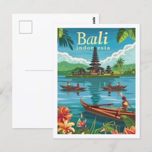 Bali Indonesien Vintage Berühmter Reiseort Postkarte
