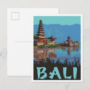 Bali Indonesien Vintage Kunst Reise Postkarte