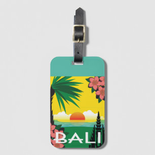Bali Indonesien Vintage-Reiseillustration im klass Gepäckanhänger