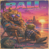 Bali Insel der Götter Retro-Reiseposter Aufkleber (Vorderseite)