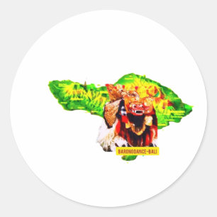 Bali-Karte Barong-Maske Kulturerbe-Aufkleber Runder Aufkleber