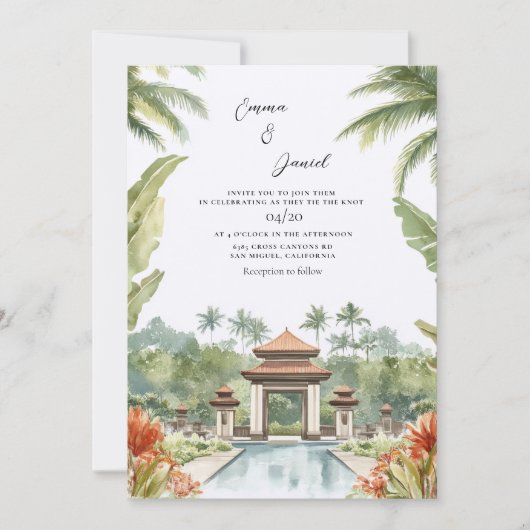 Bali-Landschaft Destination-Hochzeit Einladung (Vorderseite)