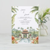 Bali-Landschaft Destination-Hochzeit Einladung (Stehend Vorderseite)