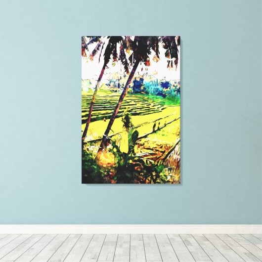 Bali Malerei Wandkunst - balinesische Reiterrassen Leinwanddruck (Insitu (Holzboden))