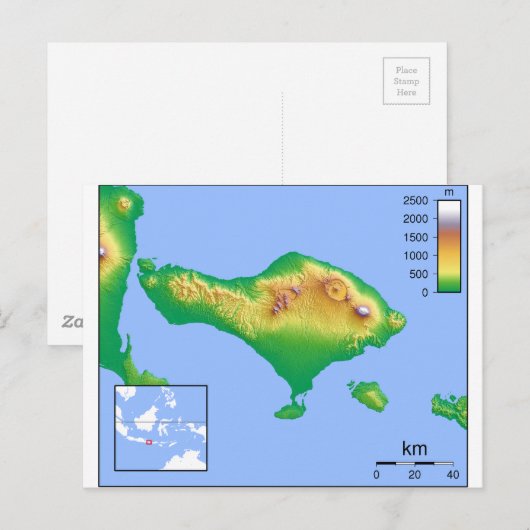 Bali Map Postkarte (Vorne/Hinten)