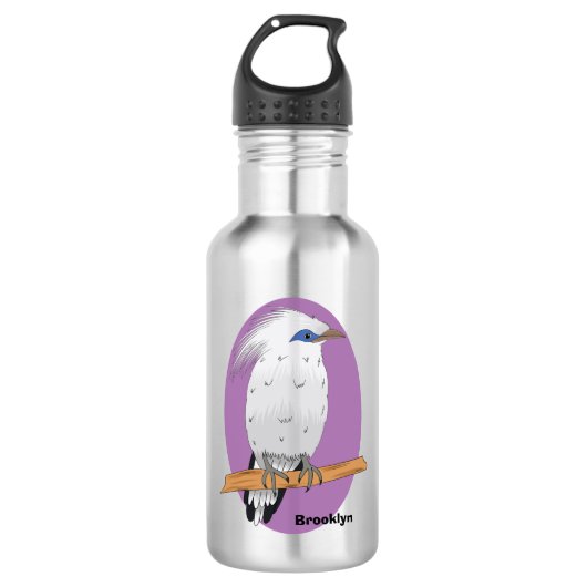 Bali Myna Tropenvogel Edelstahlflasche (Vorderseite)