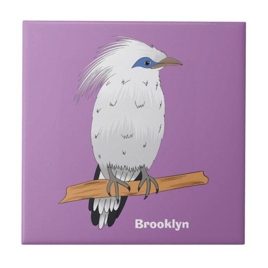 Bali Myna Tropenvogel Fliese (Vorderseite)