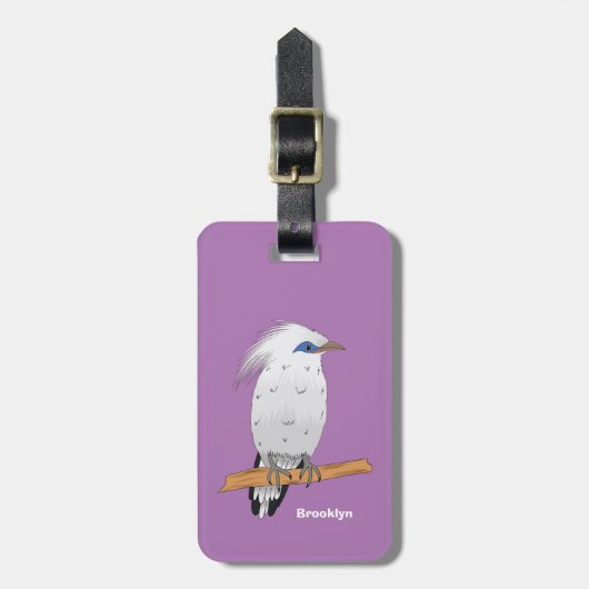 Bali Myna Tropenvogel Gepäckanhänger (Vorderseite vertikal)
