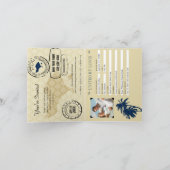 Bali Navy Blue Gold Palm Tree Wedding Passport Einladung (Innenseite)
