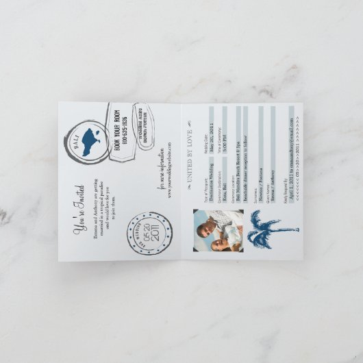 Bali Passport Hochzeitseinladung Einladung (Innenseite)