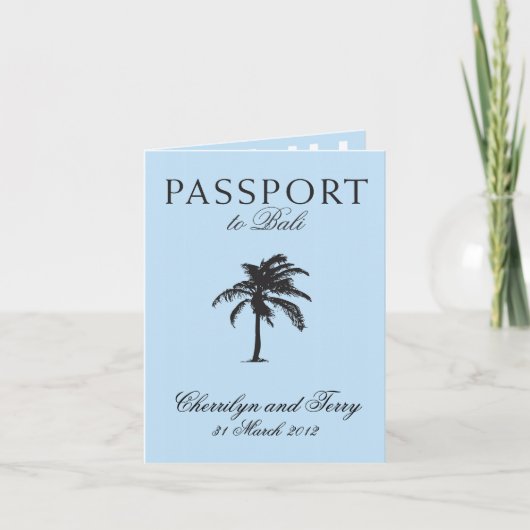 Bali Passport Wedding Save the Date Ankündigung (Vorderseite)