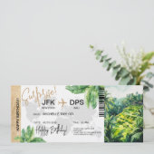 Bali Retreat Überraschung Geburtstag Boarding Pass Einladung (Stehend Vorderseite)