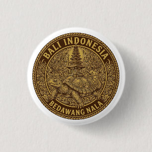 Bali-Schildkröten-Pagode-Münzmotiv Button