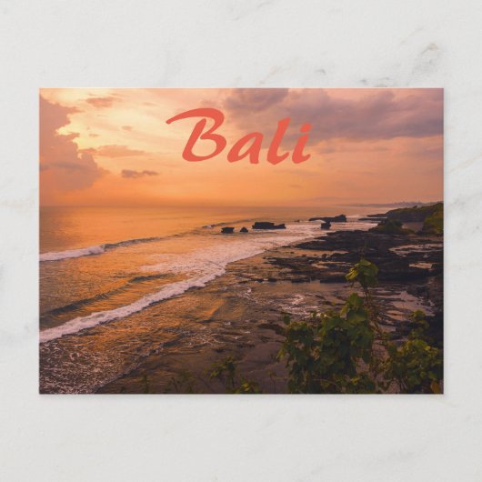 Bali Sea Wave Sunset Beach Shore Island Postkarte (Vorderseite)