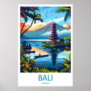 Bali Ski Nationalpark Reise Vintage Poster