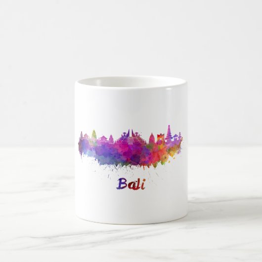 Bali skyline in watercolor kaffeetasse (Mittel)