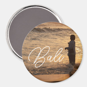 Bali-Sonnenuntergang-Fischer-Rundmagnet Magnet