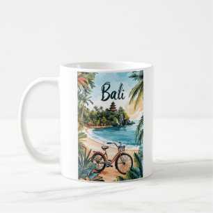 Bali-Strand mit Fahrrad - Tropisches Reisen Kaffeetasse